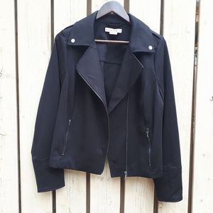 Black Fabric Moto Jacket by In Every Story